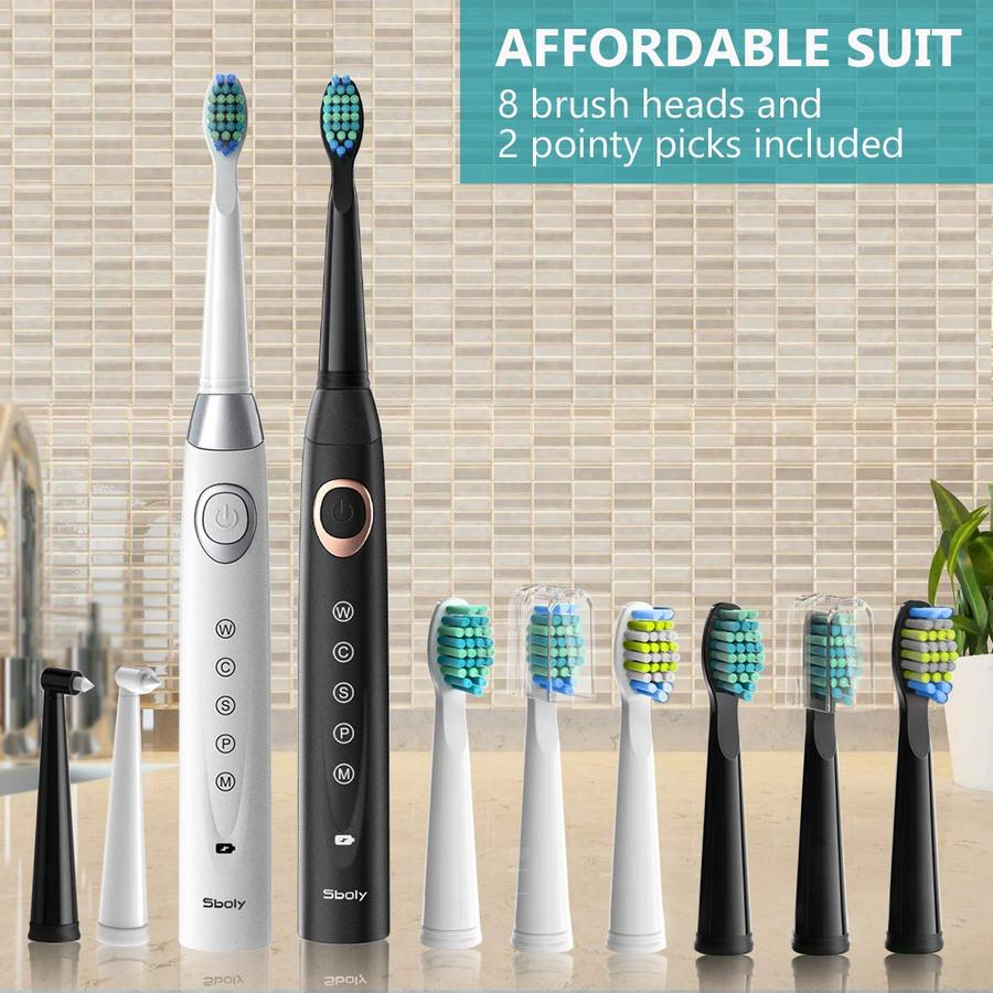 Sonic Electric Toothbrushes, Black and White.