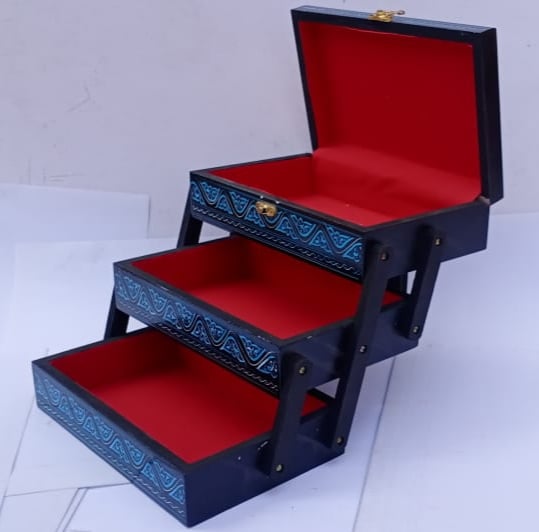 Hand Made Wood Jewellery Box 3 steps High Quality ch-002 - Image 11