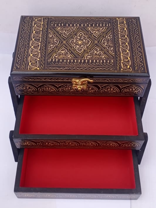 Hand Made Wood Jewellery Box 3 steps High Quality ch-002 - Image 3