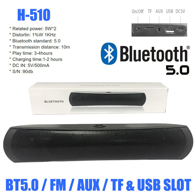 Mini Bluetooth Speaker Soundbar H510 , Bluetooth V5.0- Black GS-8 - Image 4