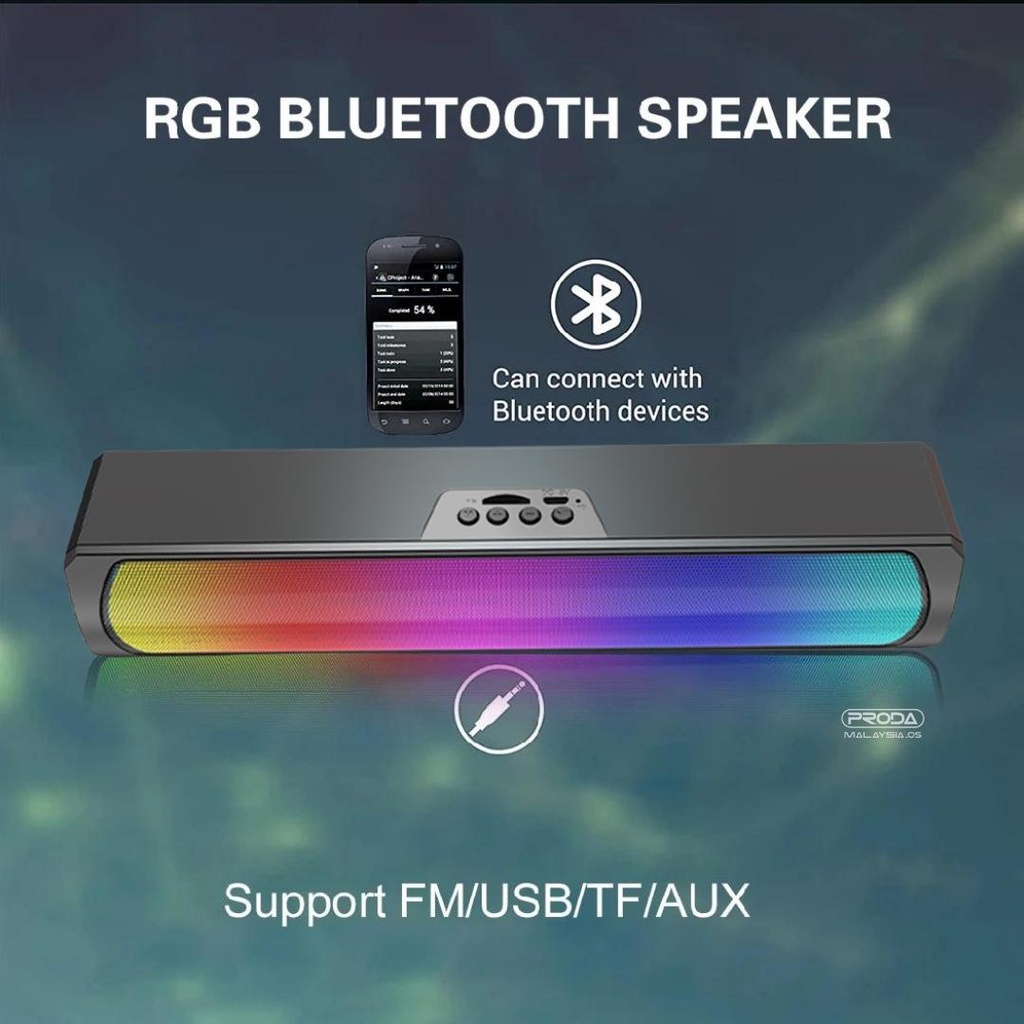REMAX RB-M8 WIRELESS BLUETOOTH V5.0 PORTABLE SPEAKER HIFI AUDIO SUPER BASS RGB LED LIGHT - Image 3