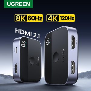 UGREEN HDMI 2.1 Switch 8K@60Hz 2 in 1 Out HDMI Switcher Splitter Supports 3D, CEC, HDR, Dolby AC High Speed 48Gbps 4K@120Hz Converter for PS5/PS4 Fire Stick Xbox Apple TV Blu-Ray Player